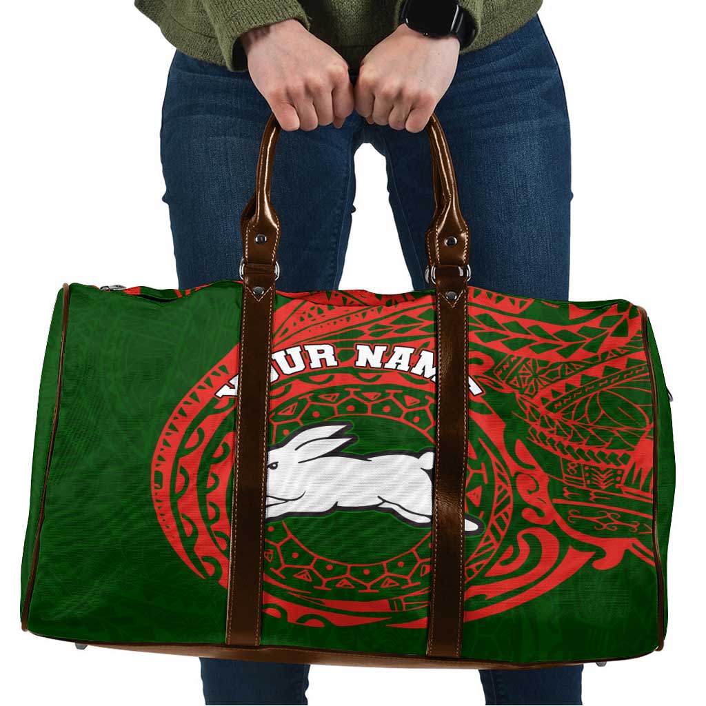 Personalized South Sydney Rabbitohs Travel Bag Polynesian Tribal Chest and Sleeve Tattoo