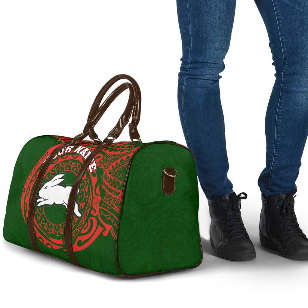 Personalized South Sydney Rabbitohs Travel Bag Polynesian Tribal Chest and Sleeve Tattoo