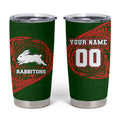 Personalized South Sydney Rabbitohs Tumbler Cup Polynesian Tribal Chest and Sleeve Tattoo