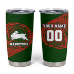 Personalized South Sydney Rabbitohs Tumbler Cup Polynesian Tribal Chest and Sleeve Tattoo