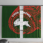 Personalized South Sydney Rabbitohs Window Curtain Polynesian Tribal Chest and Sleeve Tattoo