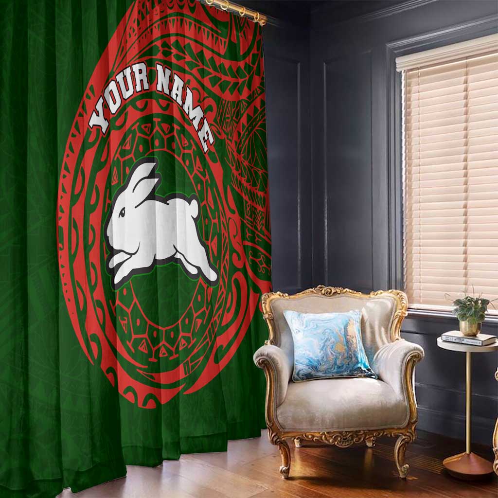 Personalized South Sydney Rabbitohs Window Curtain Polynesian Tribal Chest and Sleeve Tattoo