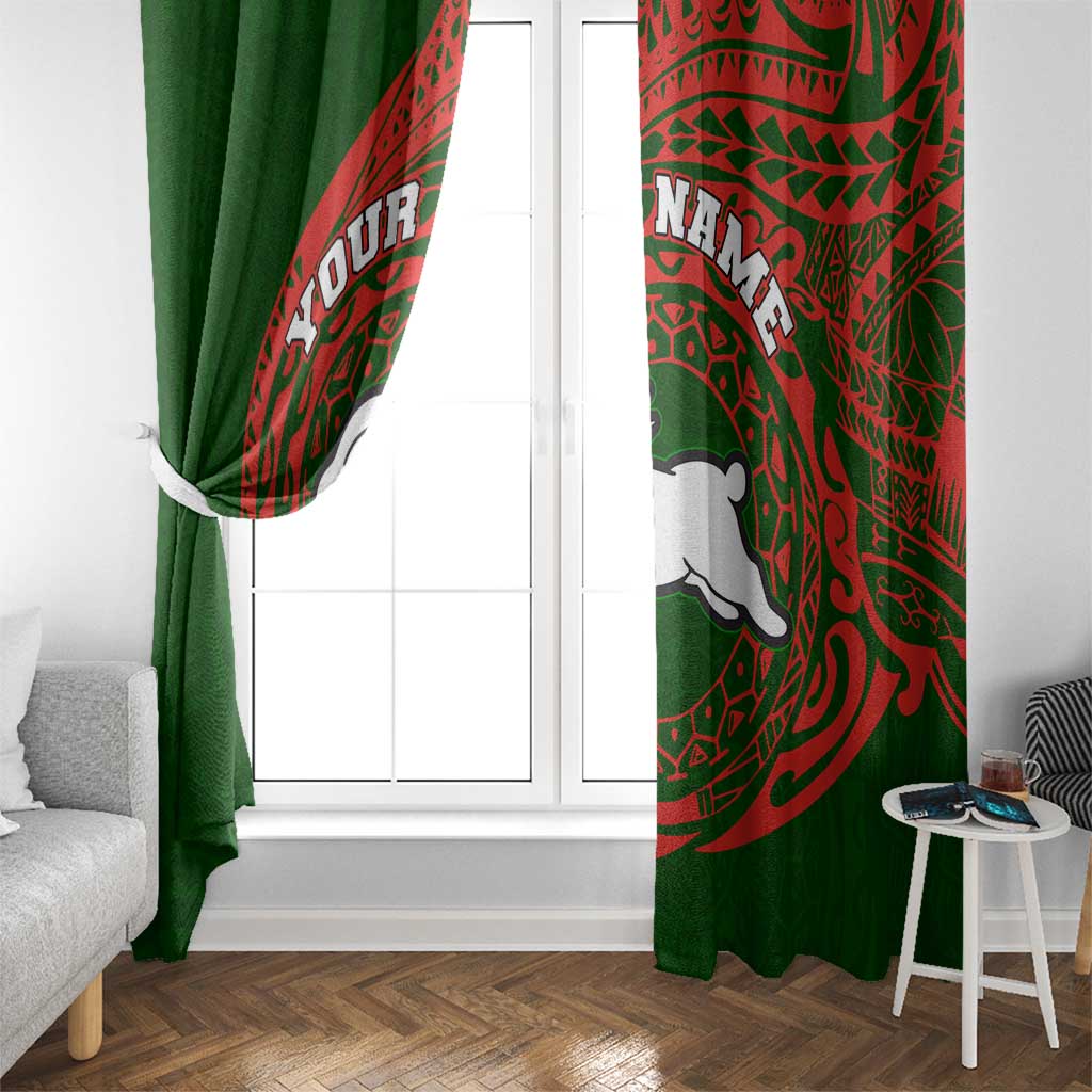 Personalized South Sydney Rabbitohs Window Curtain Polynesian Tribal Chest and Sleeve Tattoo