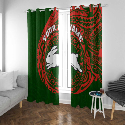 Personalized South Sydney Rabbitohs Window Curtain Polynesian Tribal Chest and Sleeve Tattoo