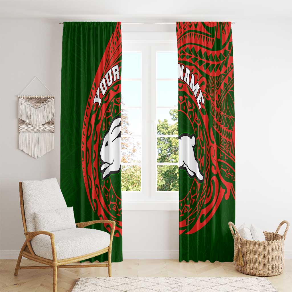 Personalized South Sydney Rabbitohs Window Curtain Polynesian Tribal Chest and Sleeve Tattoo