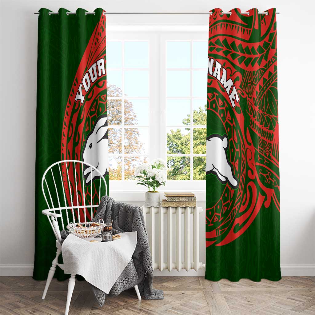 Personalized South Sydney Rabbitohs Window Curtain Polynesian Tribal Chest and Sleeve Tattoo