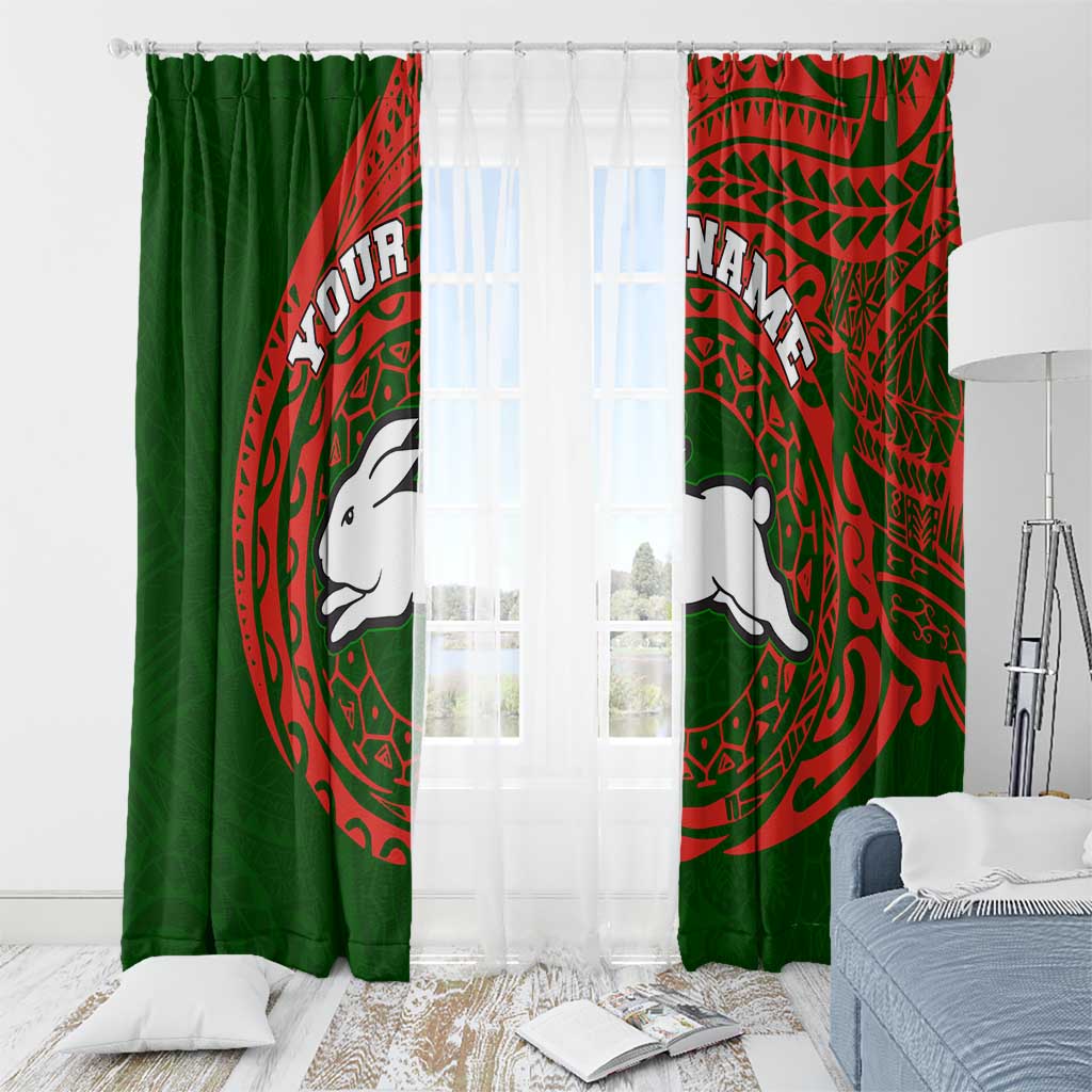Personalized South Sydney Rabbitohs Window Curtain Polynesian Tribal Chest and Sleeve Tattoo