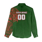 Personalized South Sydney Rabbitohs Women Casual Shirt Polynesian Tribal Chest and Sleeve Tattoo