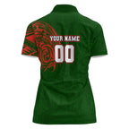 Personalized South Sydney Rabbitohs Women Polo Shirt Polynesian Tribal Chest and Sleeve Tattoo