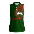 Personalized South Sydney Rabbitohs Women Sleeveless Polo Shirt Polynesian Tribal Chest and Sleeve Tattoo
