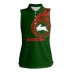 Personalized South Sydney Rabbitohs Women Sleeveless Polo Shirt Polynesian Tribal Chest and Sleeve Tattoo