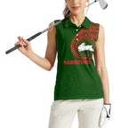 Personalized South Sydney Rabbitohs Women Sleeveless Polo Shirt Polynesian Tribal Chest and Sleeve Tattoo