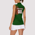 Personalized South Sydney Rabbitohs Women Sleeveless Polo Shirt Polynesian Tribal Chest and Sleeve Tattoo