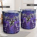 Melbourne Storm Rugby Laundry Basket Polynesian Tribal Warrior Lightning Purple Pattern