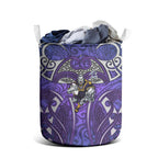 Melbourne Storm Rugby Laundry Basket Polynesian Tribal Warrior Lightning Purple Pattern