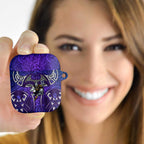 Melbourne Storm Rugby AirPods Case Polynesian Tribal Warrior Lightning Purple Pattern