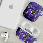 Melbourne Storm Rugby AirPods Case Polynesian Tribal Warrior Lightning Purple Pattern