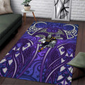 Melbourne Storm Rugby Area Rug Polynesian Tribal Warrior Lightning Purple Pattern