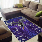 Melbourne Storm Rugby Area Rug Polynesian Tribal Warrior Lightning Purple Pattern
