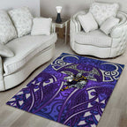 Melbourne Storm Rugby Area Rug Polynesian Tribal Warrior Lightning Purple Pattern