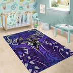 Melbourne Storm Rugby Area Rug Polynesian Tribal Warrior Lightning Purple Pattern