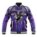 Melbourne Storm Rugby Baseball Jacket Polynesian Tribal Warrior Lightning Purple Pattern