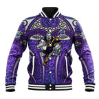 Melbourne Storm Rugby Baseball Jacket Polynesian Tribal Warrior Lightning Purple Pattern