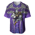 Melbourne Storm Rugby Baseball Jersey Polynesian Tribal Warrior Lightning Purple Pattern