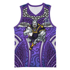 Melbourne Storm Rugby Basketball Jersey Polynesian Tribal Warrior Lightning Purple Pattern