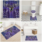 Melbourne Storm Rugby Bathroom Set Polynesian Tribal Warrior Lightning Purple Pattern