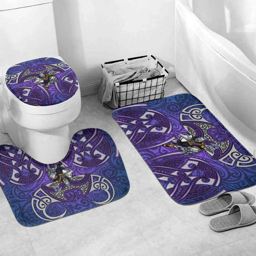 Melbourne Storm Rugby Bathroom Set Polynesian Tribal Warrior Lightning Purple Pattern