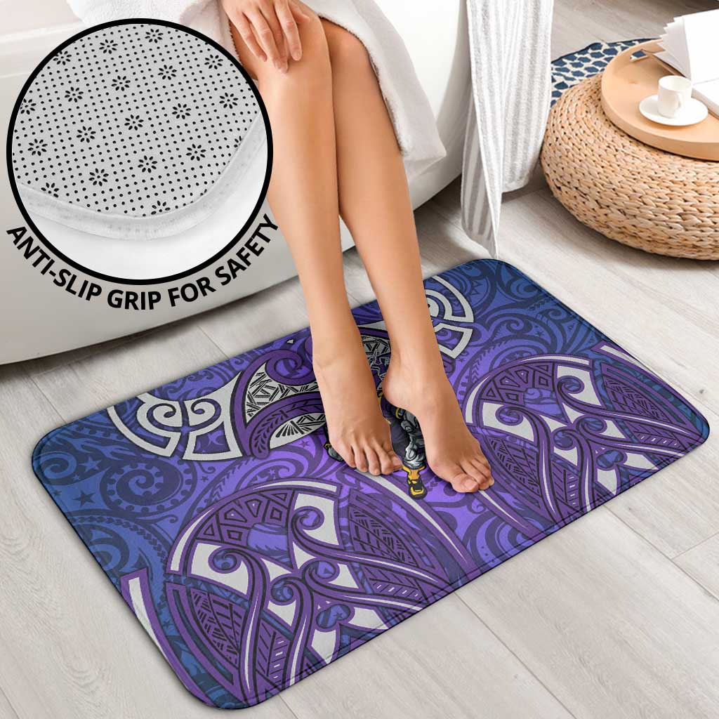 Melbourne Storm Rugby Bathroom Set Polynesian Tribal Warrior Lightning Purple Pattern