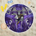 Melbourne Storm Rugby Beach Blanket Polynesian Tribal Warrior Lightning Purple Pattern