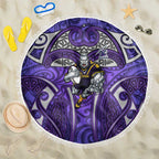 Melbourne Storm Rugby Beach Blanket Polynesian Tribal Warrior Lightning Purple Pattern