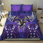 Melbourne Storm Rugby Bedding Set Polynesian Tribal Warrior Lightning Purple Pattern