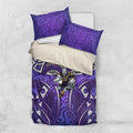 Melbourne Storm Rugby Bedding Set Polynesian Tribal Warrior Lightning Purple Pattern