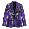 Melbourne Storm Rugby Blazer Polynesian Tribal Warrior Lightning Purple Pattern