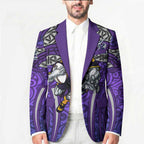 Melbourne Storm Rugby Blazer Polynesian Tribal Warrior Lightning Purple Pattern