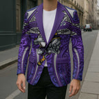 Melbourne Storm Rugby Blazer Polynesian Tribal Warrior Lightning Purple Pattern