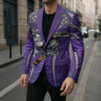 Melbourne Storm Rugby Blazer Polynesian Tribal Warrior Lightning Purple Pattern
