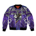 Melbourne Storm Rugby Bomber Jacket Polynesian Tribal Warrior Lightning Purple Pattern