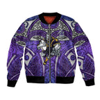 Melbourne Storm Rugby Bomber Jacket Polynesian Tribal Warrior Lightning Purple Pattern