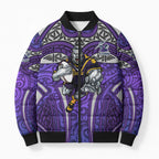 Melbourne Storm Rugby Bomber Puffer Jacket Polynesian Tribal Warrior Lightning Purple Pattern