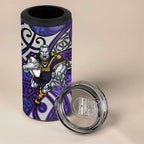 Melbourne Storm Rugby 4 in 1 Can Cooler Tumbler Polynesian Tribal Warrior Lightning Purple Pattern