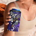 Melbourne Storm Rugby 4 in 1 Can Cooler Tumbler Polynesian Tribal Warrior Lightning Purple Pattern