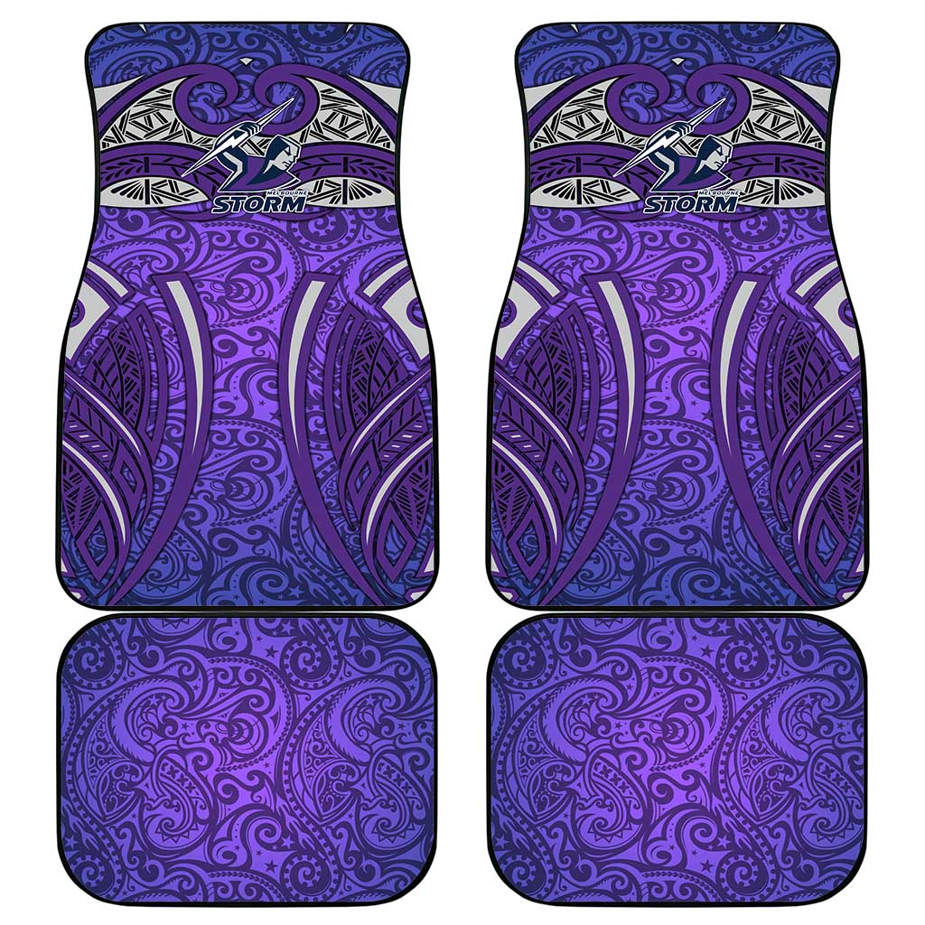 Melbourne Storm Rugby Car Mats Polynesian Tribal Warrior Lightning Purple Pattern