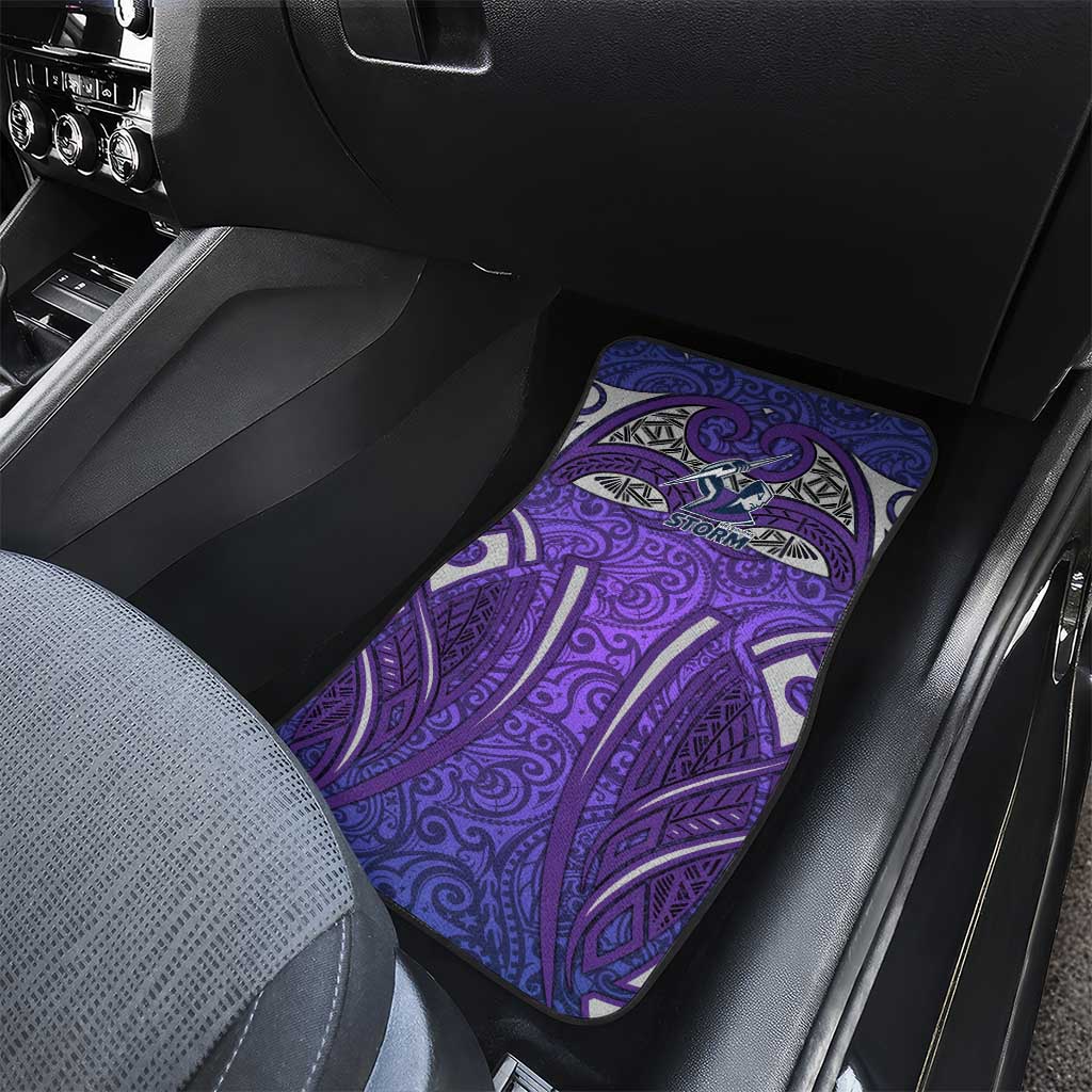 Melbourne Storm Rugby Car Mats Polynesian Tribal Warrior Lightning Purple Pattern