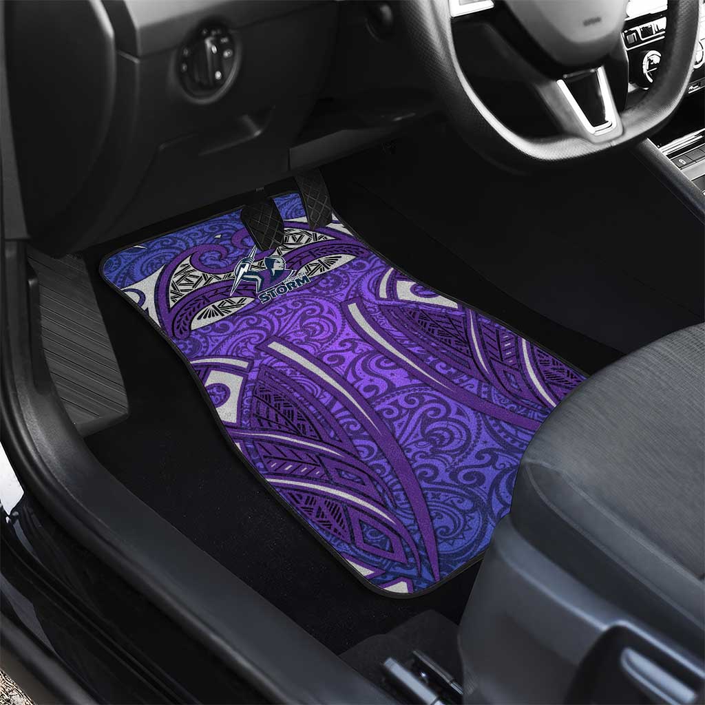 Melbourne Storm Rugby Car Mats Polynesian Tribal Warrior Lightning Purple Pattern