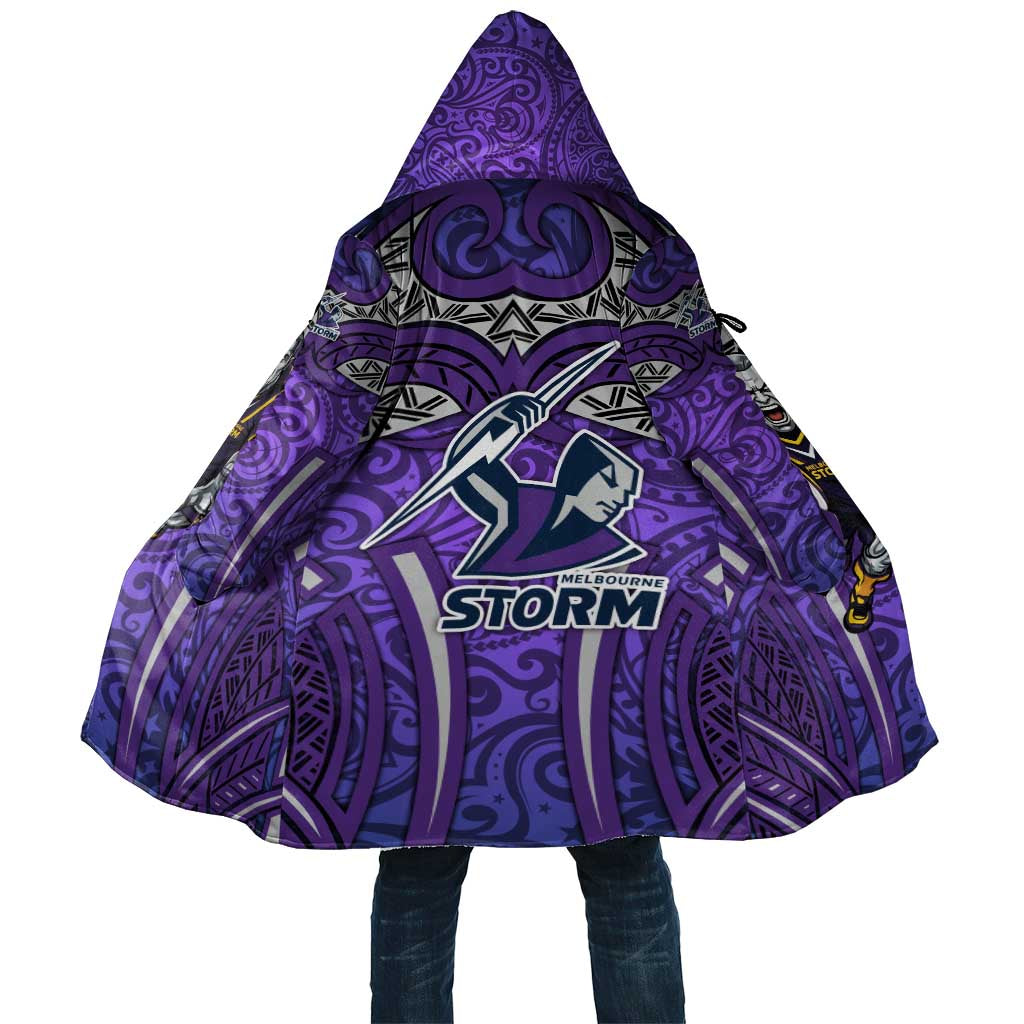 Melbourne Storm Rugby Cloak Polynesian Tribal Warrior Lightning Purple Pattern