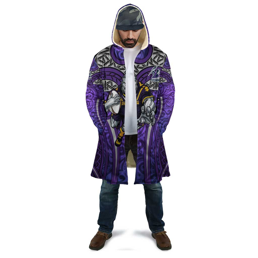 Melbourne Storm Rugby Cloak Polynesian Tribal Warrior Lightning Purple Pattern
